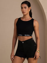 [Black] SilkSilky  Sleeveless Crew Neck Camisole Top 006