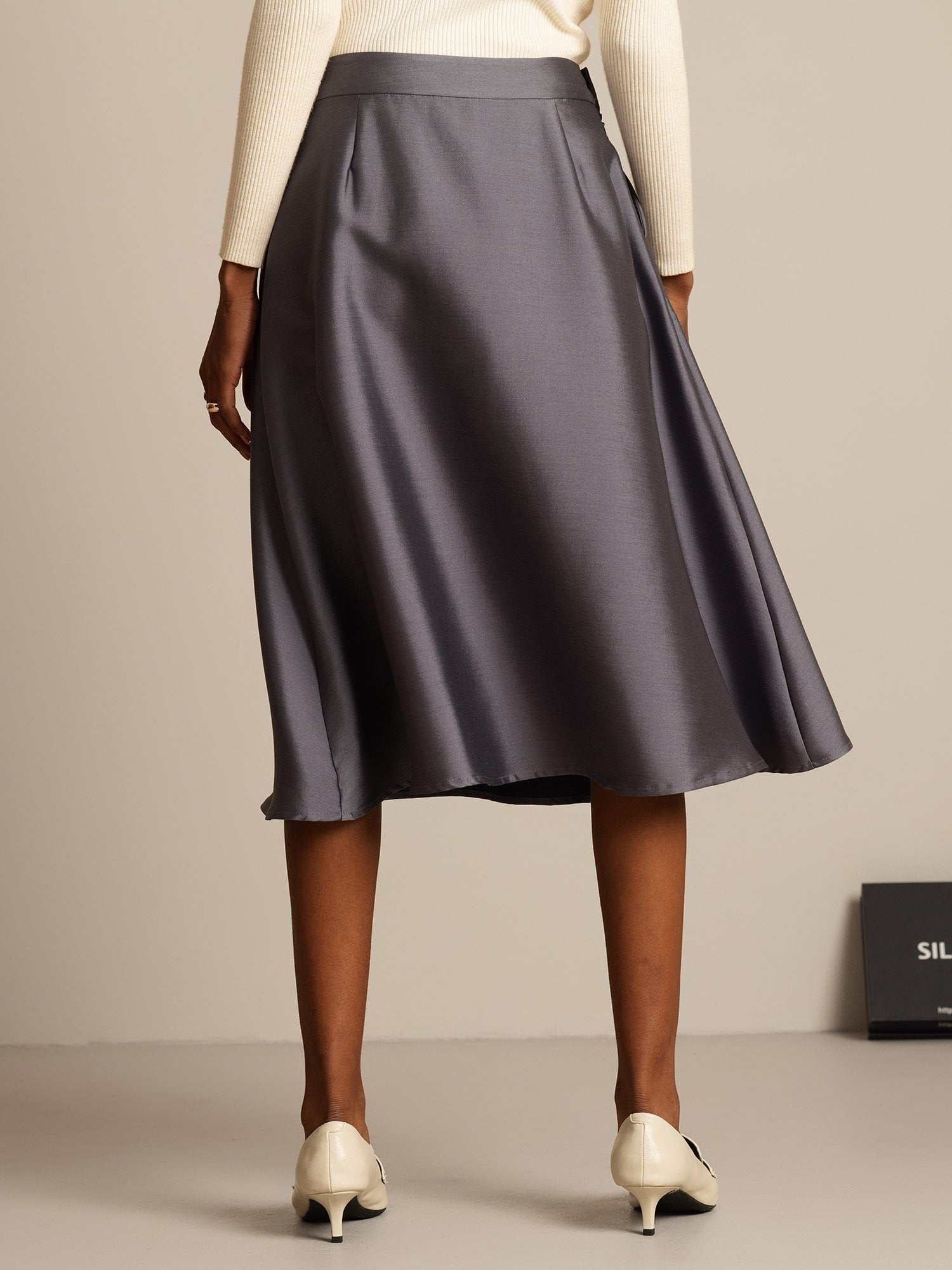 [Gray] SilkSilky  32Momme Silk Skirt 002,