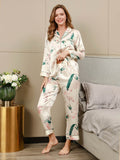 SilkSilky US Pure Silk Long Sleeve Lapel Women's Pajamas Ivory 003