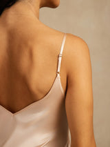 [Light Pink] SilkSilky  Pure Silk Split Nightgown 005,