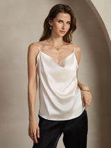 [Light Gray] SilkSilky  Spaghetti Strap Cowl Neck Camisole Top 001