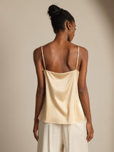 [Champagne] SilkSilky  19Momme Stretch Silk Charmeuse Spaghetti Strap Scoop Neck Camisole Top 002