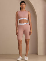 [Pink] SilkSilky  Sleeveless Crew Neck Women's Outfit Sets 005