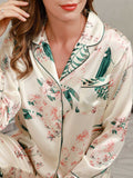 SilkSilky US Pure Silk Long Sleeve Lapel Women's Pajamas Ivory 007