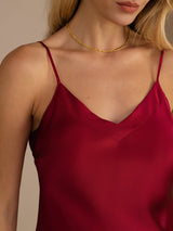 [Wine] SilkSilky Spaghetti Strap V Neck Camisole Top 004