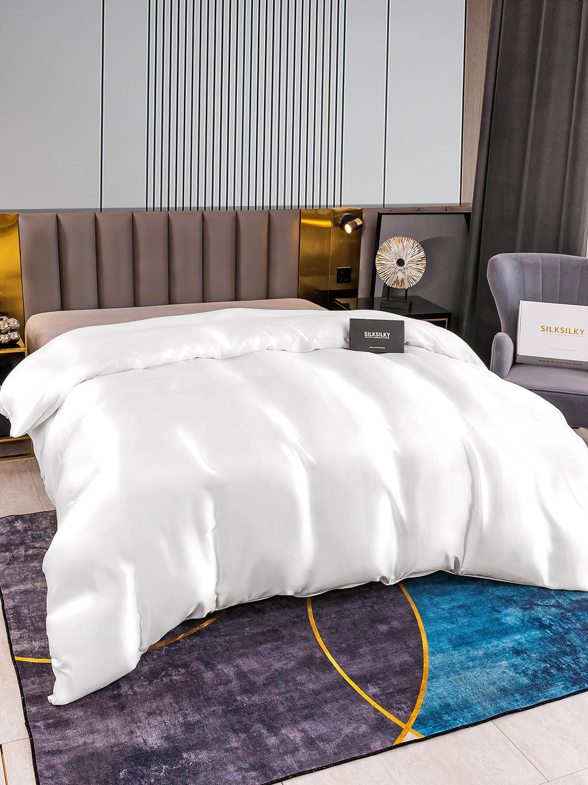 SilkSilky US 22Momme Pure Silk Duvet Cover White 003