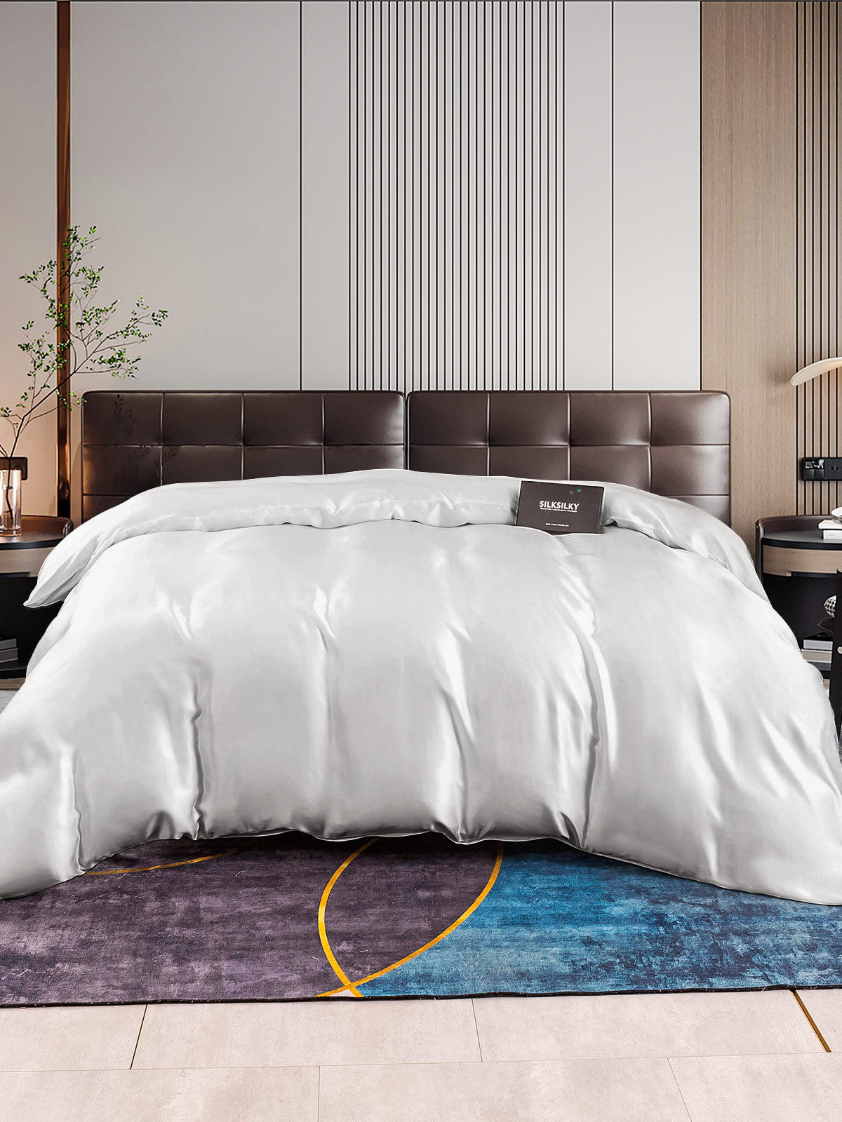 SilkSilky US 22Momme Pure Silk Duvet Cover Silver 001