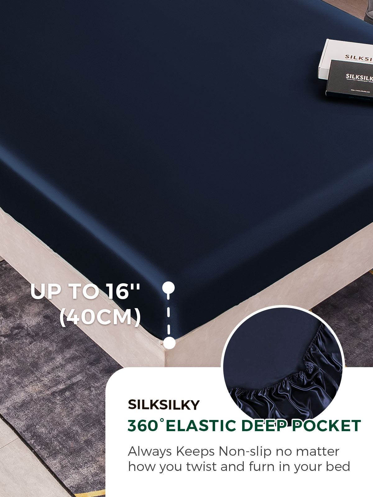 [Dark Blue] SilkSilky  25Momme Pure Silk Bedding Set 004