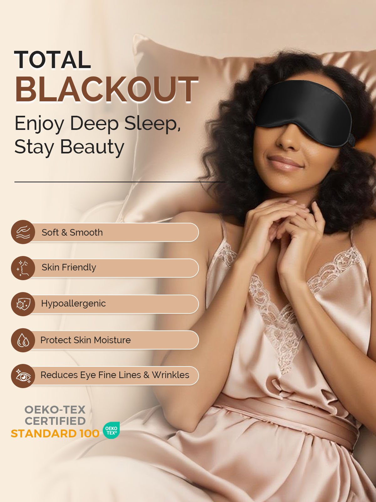 [Black] SilkSilky 22Momme Pure Silk Eye Mask 005