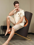 Contrast Trim Men‘s Pure Silk Pajamas Short Set