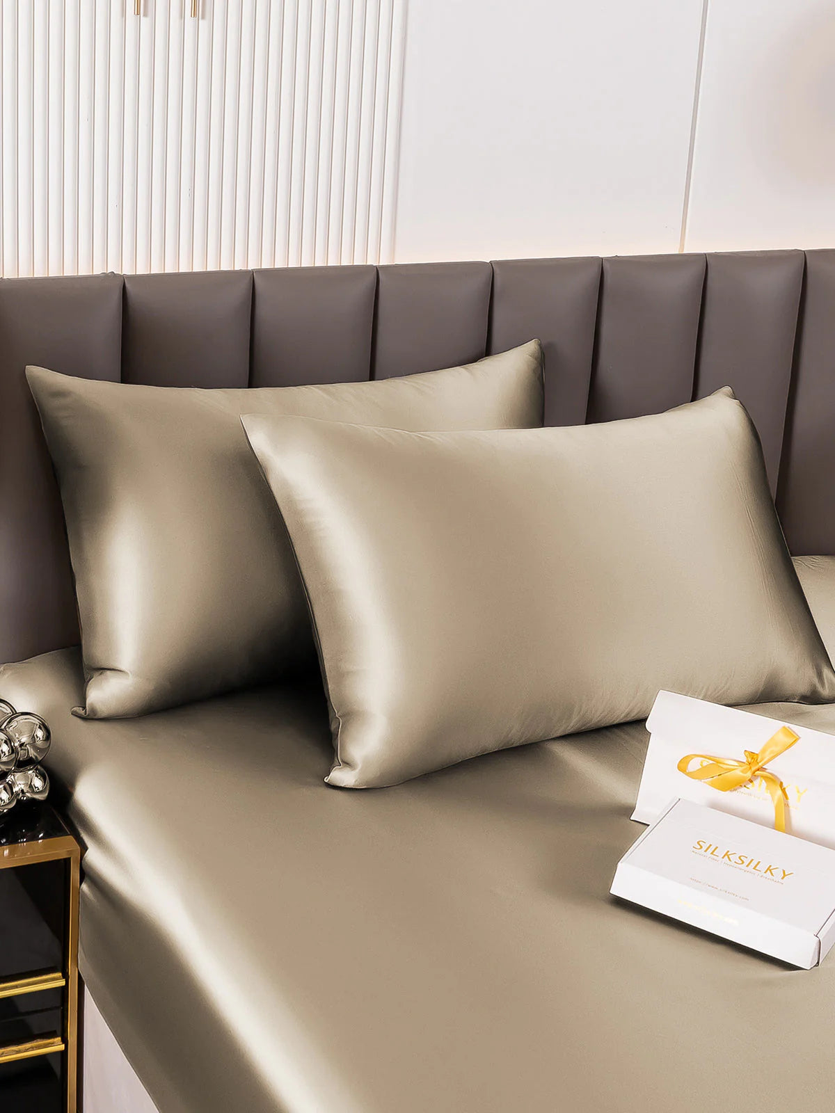 [Khaki] SilkSilky  19Momme Pure Silk Pillowcase 003
