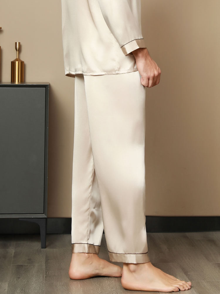 [Tan] SilkSilky  Pure Silk Mens Sleep Bottoms 002