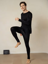 [Black] SilkSilky  Long Sleeve Round Neck Men's Long Johns 002