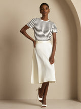 [Ivory] SilkSilky  19Momme Stretch Silk Charmeuse Skirt 005