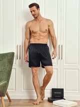 [Black] SilkSilky  Men's Sleep Shorts 005