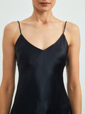 SilkSilky  22Momme Pure Silk Sleeveless V Neck Camisole Set Black 004