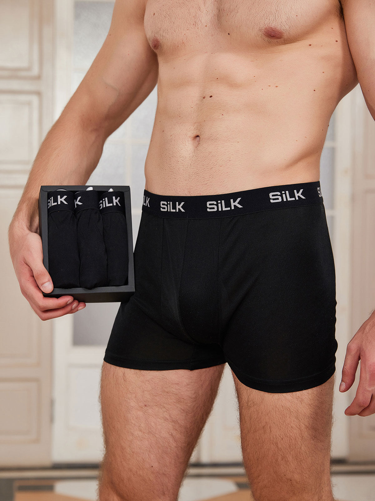 [Black] SilkSilky  Pure Silk Mens Underwear 001