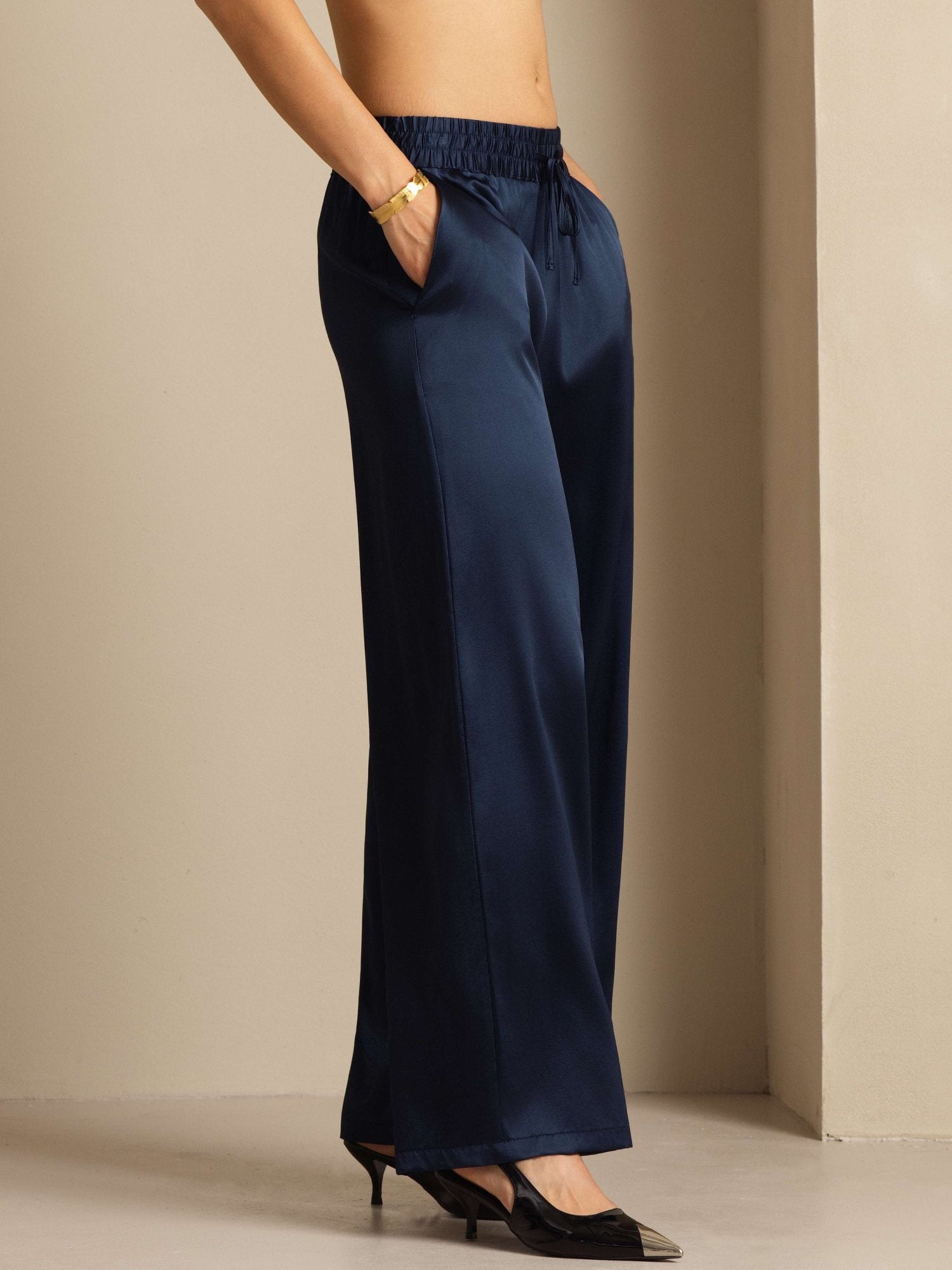 [DarkBlue] SilkSilky 19Momme Silk Womens Pants 005