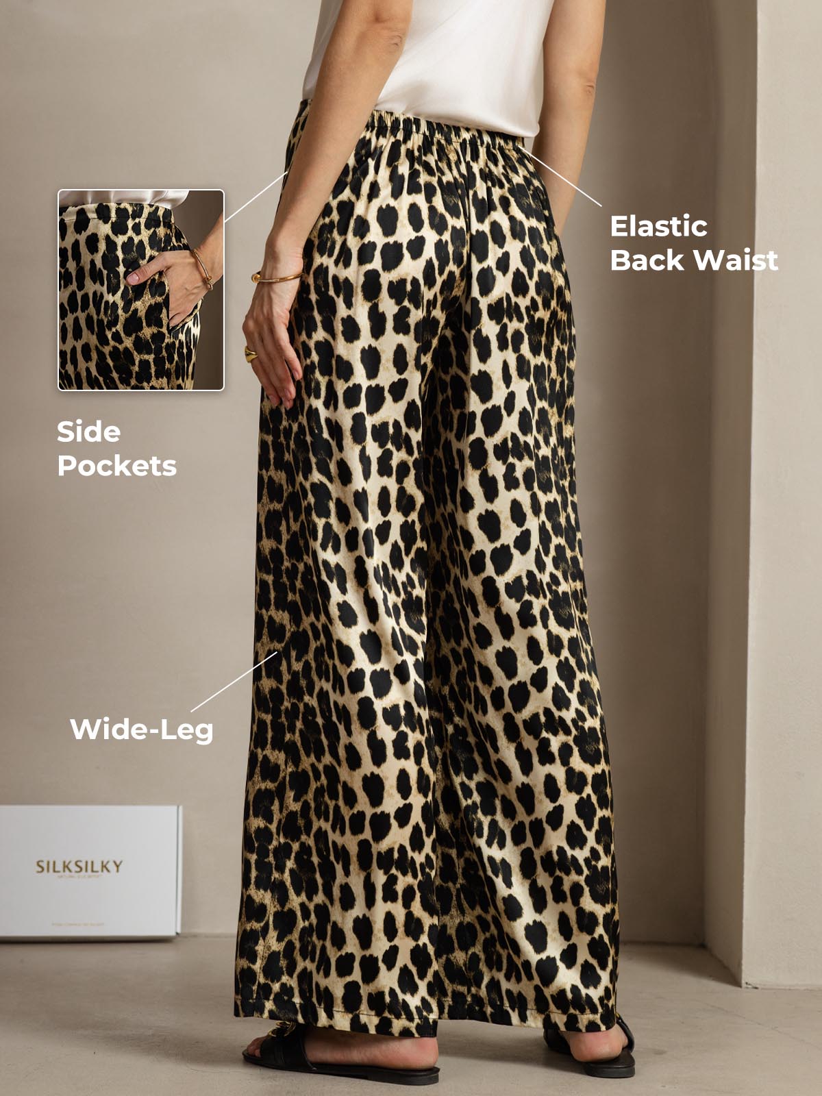 [Leopard] SilkSilky  19Momme Silk Womens Pants 001