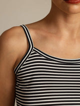 [Black Stripe] SilkSilky Spaghetti Strap Square Neck Camisole Top 007