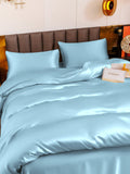 SilkSilky US 19Momme Pure Silk Bedding Set LightBlue 003