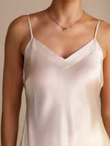 [Beige] SilkSilky Spaghetti Strap V Neck Camisole Top 004