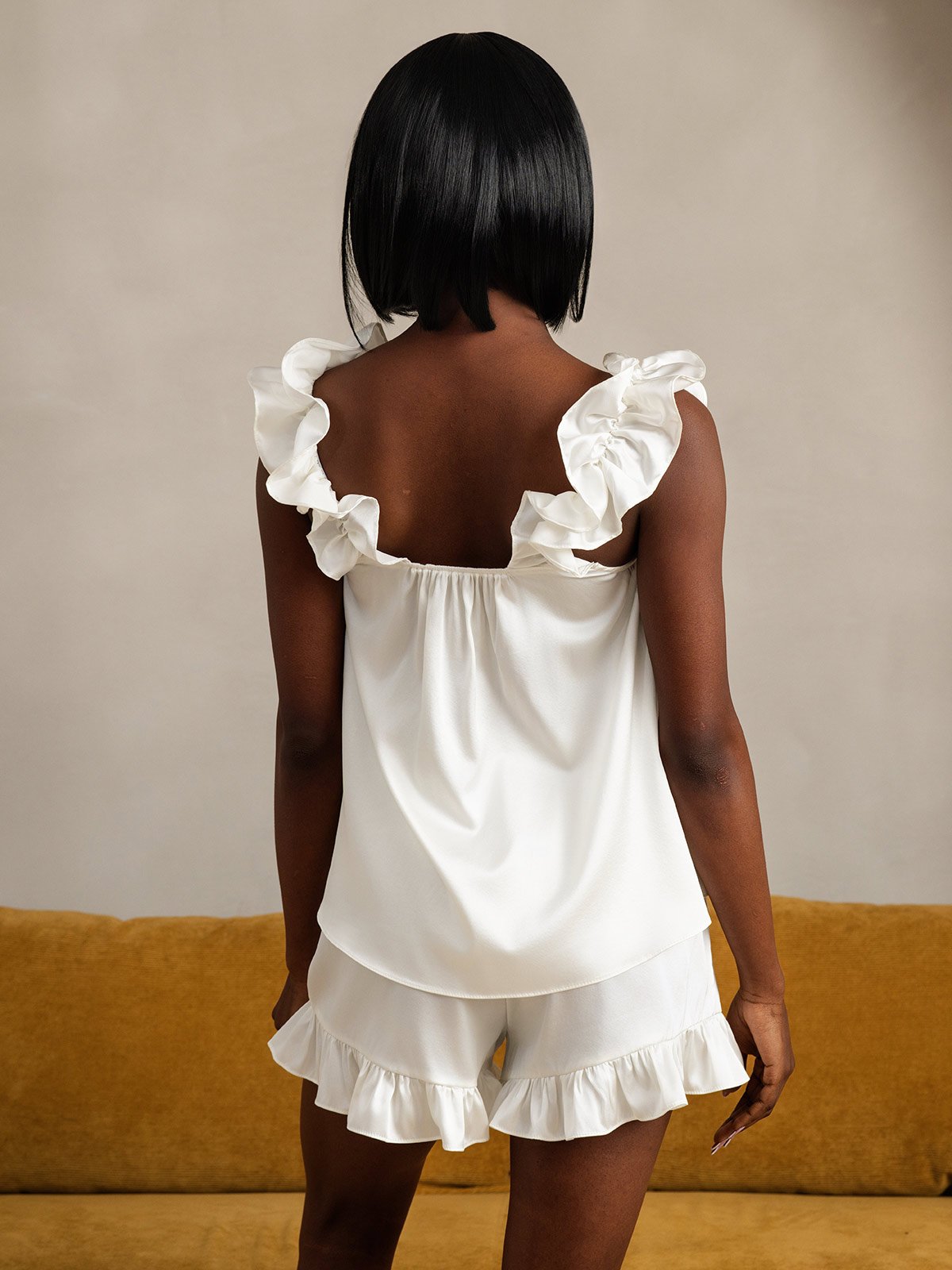SilkSilky 19Momme Silk Camisole Set White 002