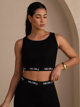 [Black] SilkSilky Sleeveless Crew Neck Women's Outfit Sets 004