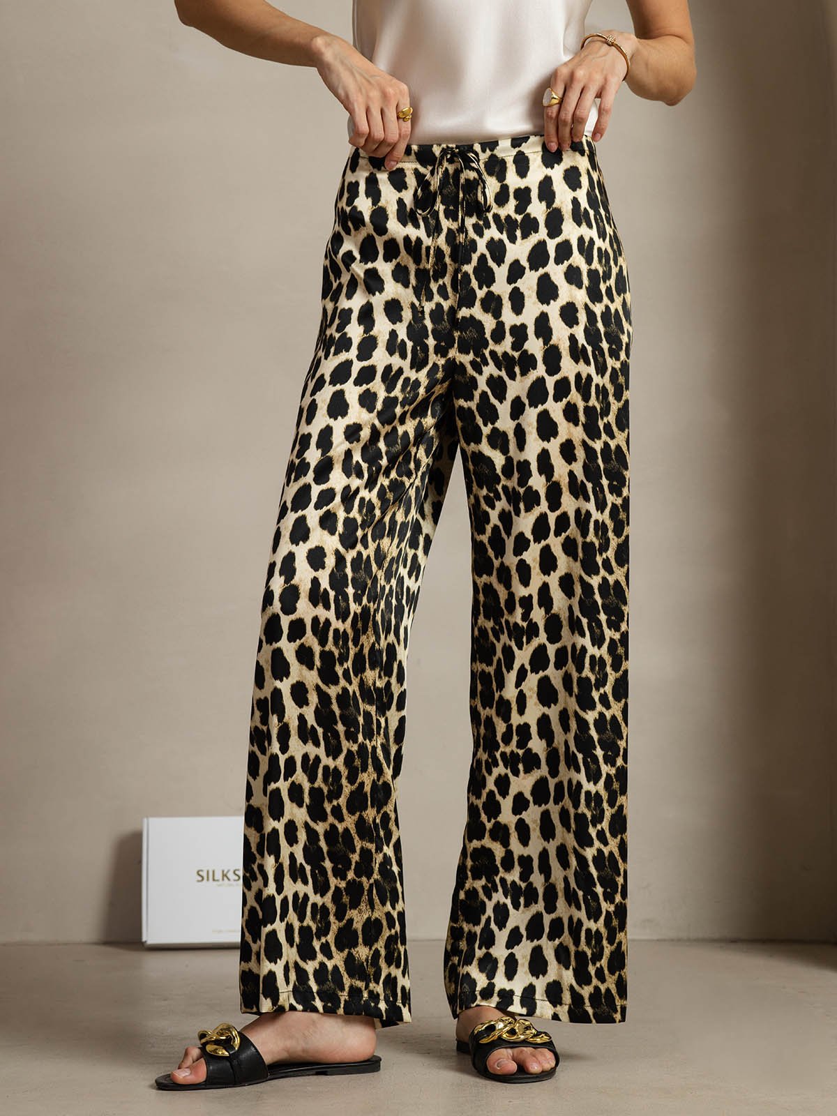 [Leopard] SilkSilky  19Momme Silk Womens Pants 001