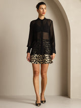 [Black] SilkSilky  Pure Silk Split Women's Shirt 008