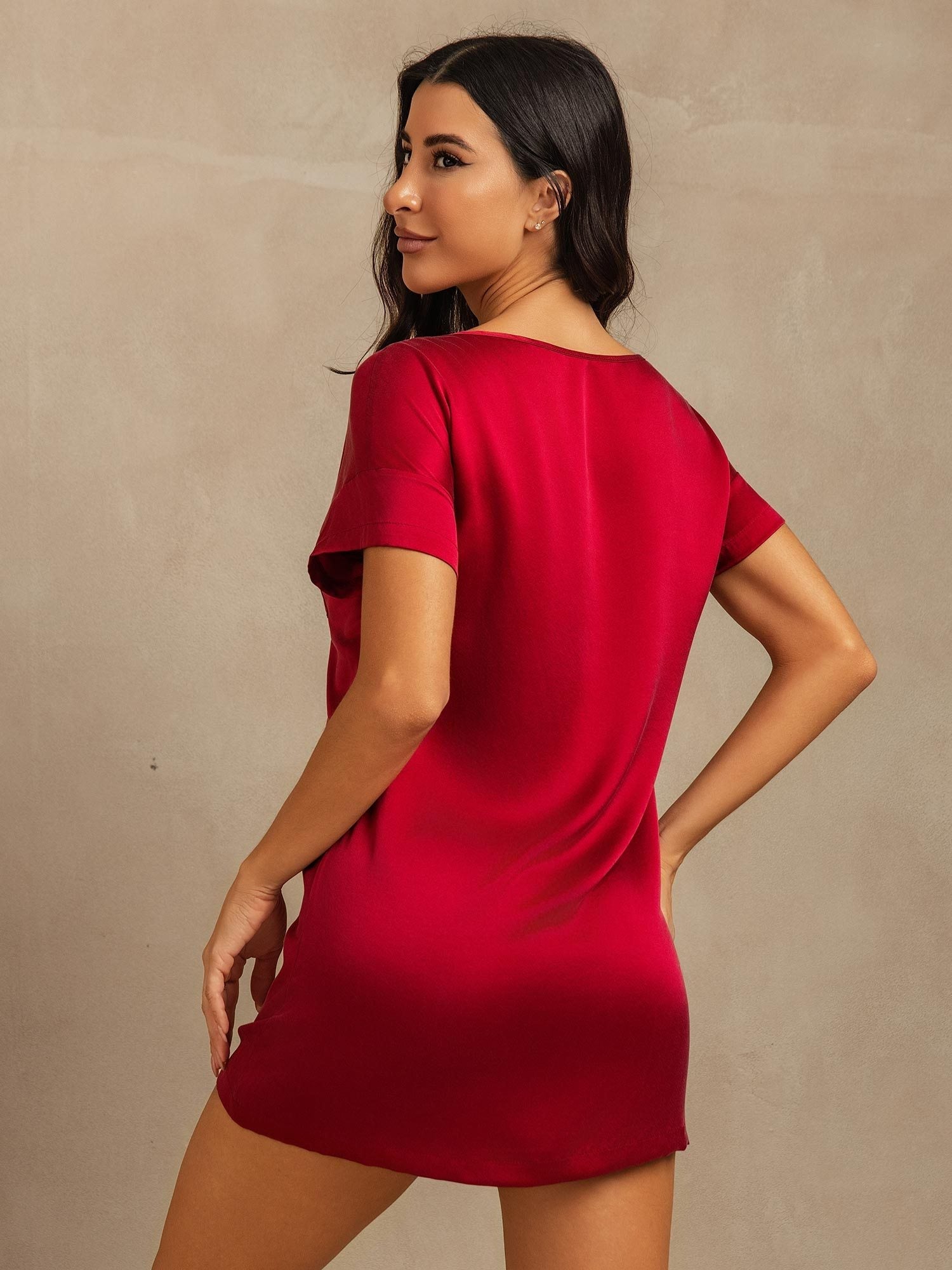 [Wine] SilkSilky 19Momme Silk Crew Nightgown 002