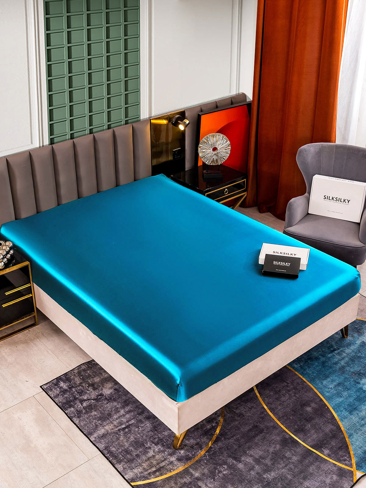 [Teal] SilkSilky  25Momme Pure Silk Sheet 001