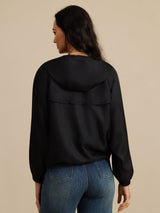[Black] SilkSilky Silk Satin Surah Long Sleeve High Neck Women's Outerwear 002