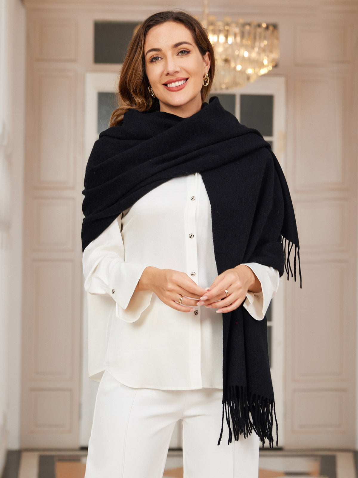 [Black] SilkSilky  Wool Scarf 003