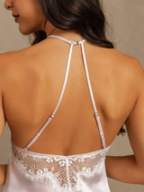 [Lavender] SilkSilky Sleeveless Halter Camisole Set 006