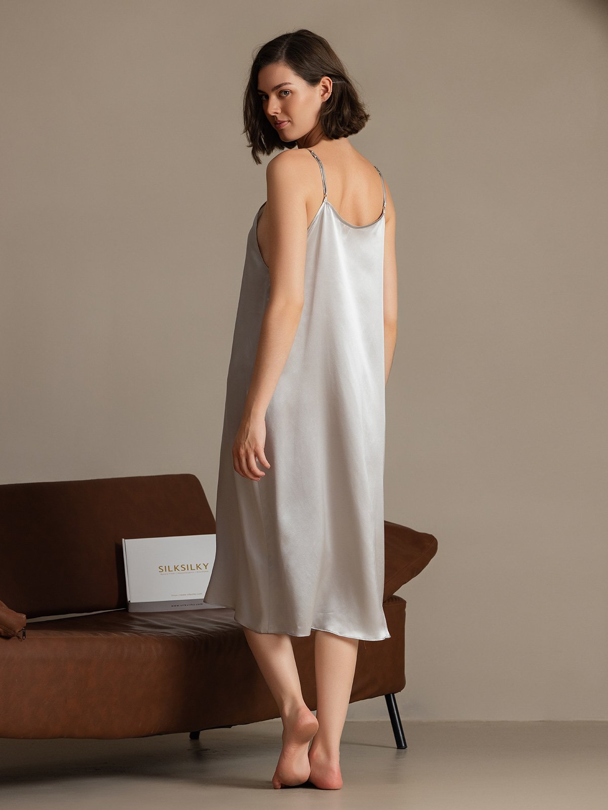 [Light Gray] SilkSilky  19Momme Silk Dress 002