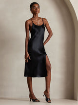 [Black] SilkSilky  Spaghetti Strap Scoop Neck Dress 004