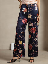 [Navy Floral] SilkSilky  Women's Pants 001