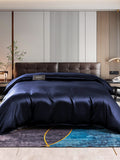 SilkSilky US 22Momme Pure Silk Duvet Cover DarkBlue 001