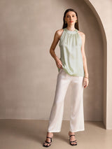 [Light Green] SilkSilky  Sleeveless Halter Women's T-Shirt 005