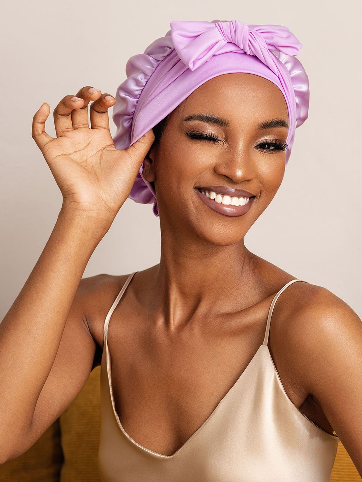 SilkSilky Pure Silk Sleep Cap Lavender 003