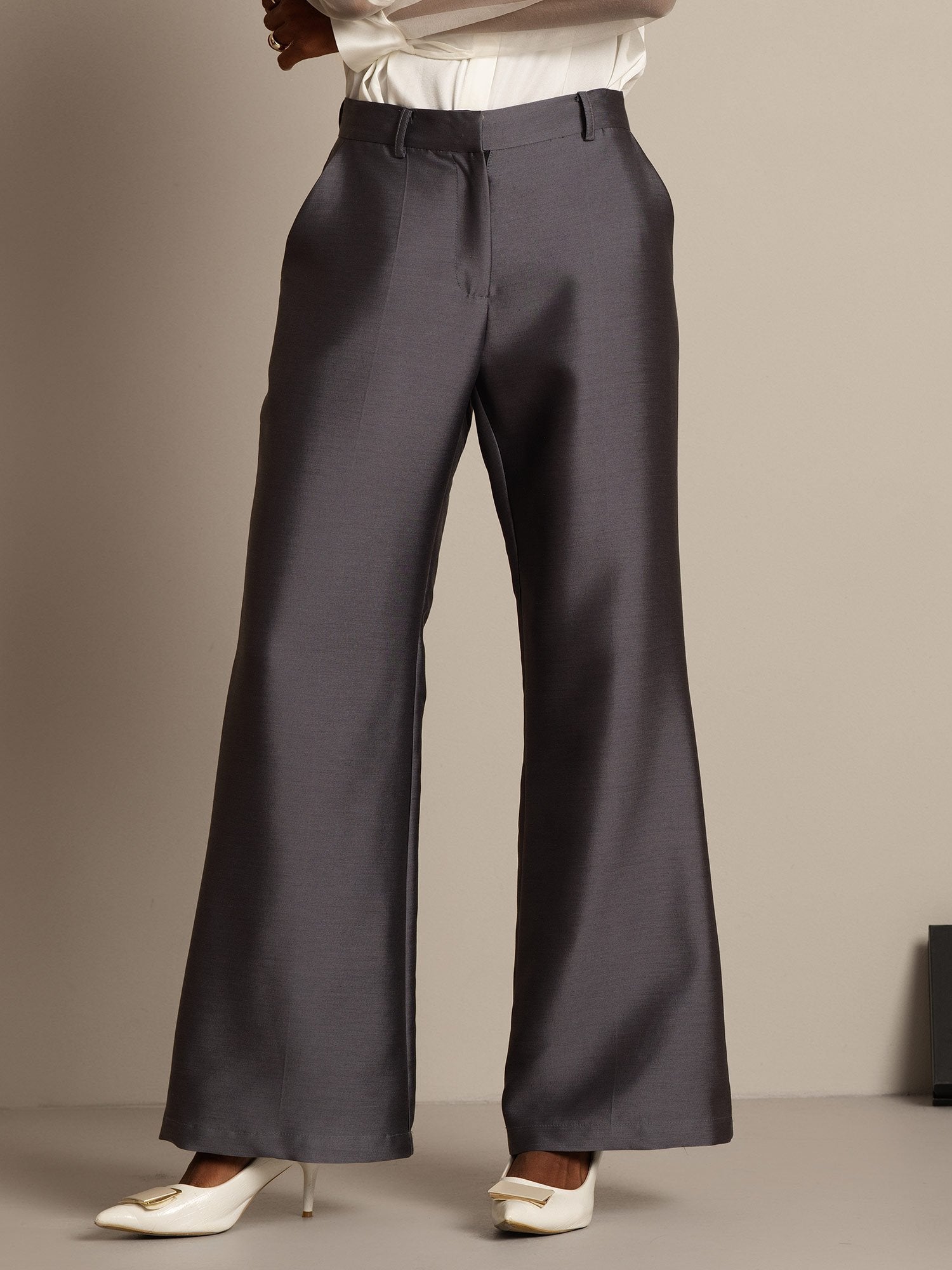 [Gray] SilkSilky  32Momme Silk Womens Pants 007,