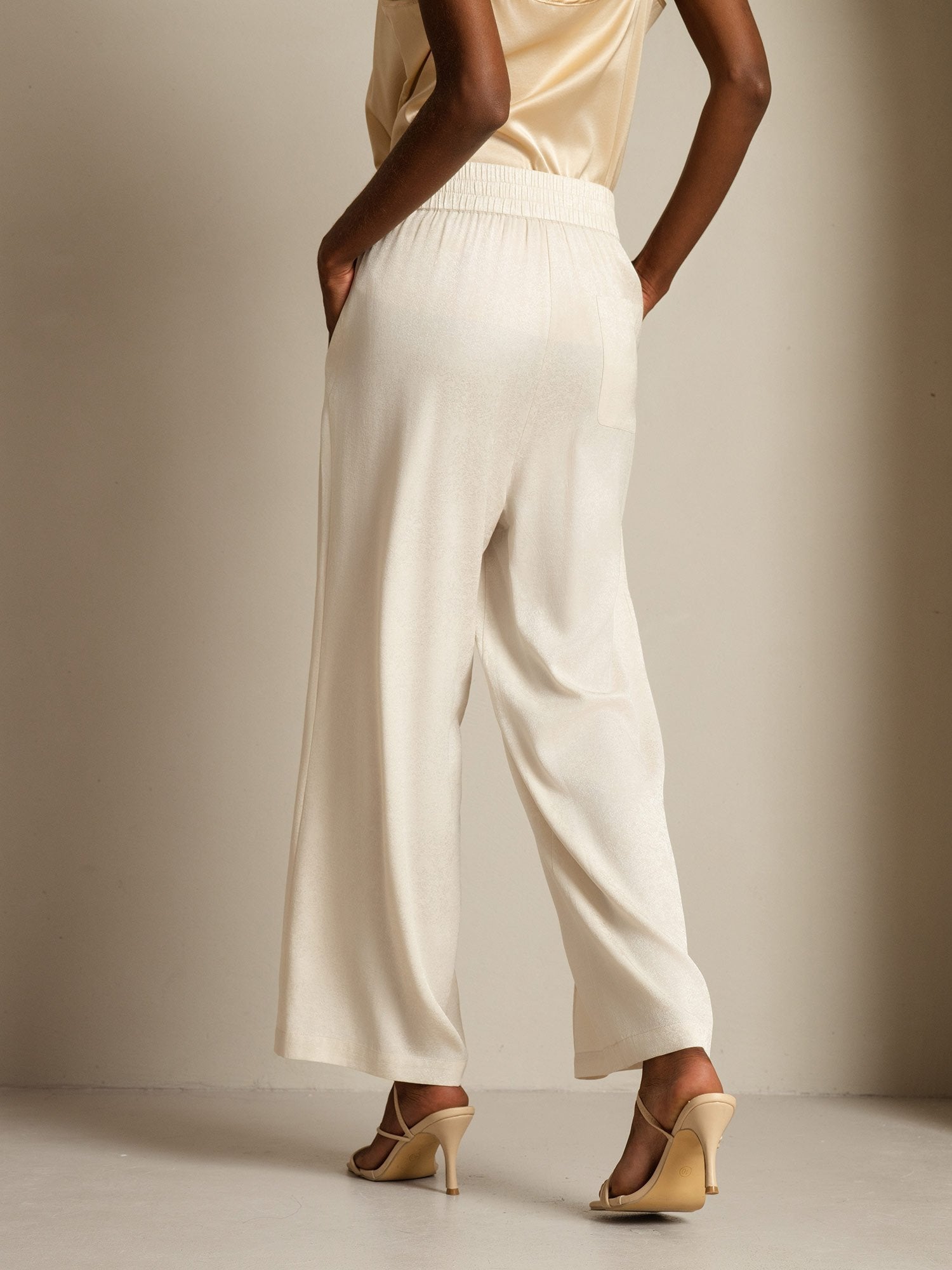 [Beige] SilkSilky  22Momme Silk Womens Pants 002,