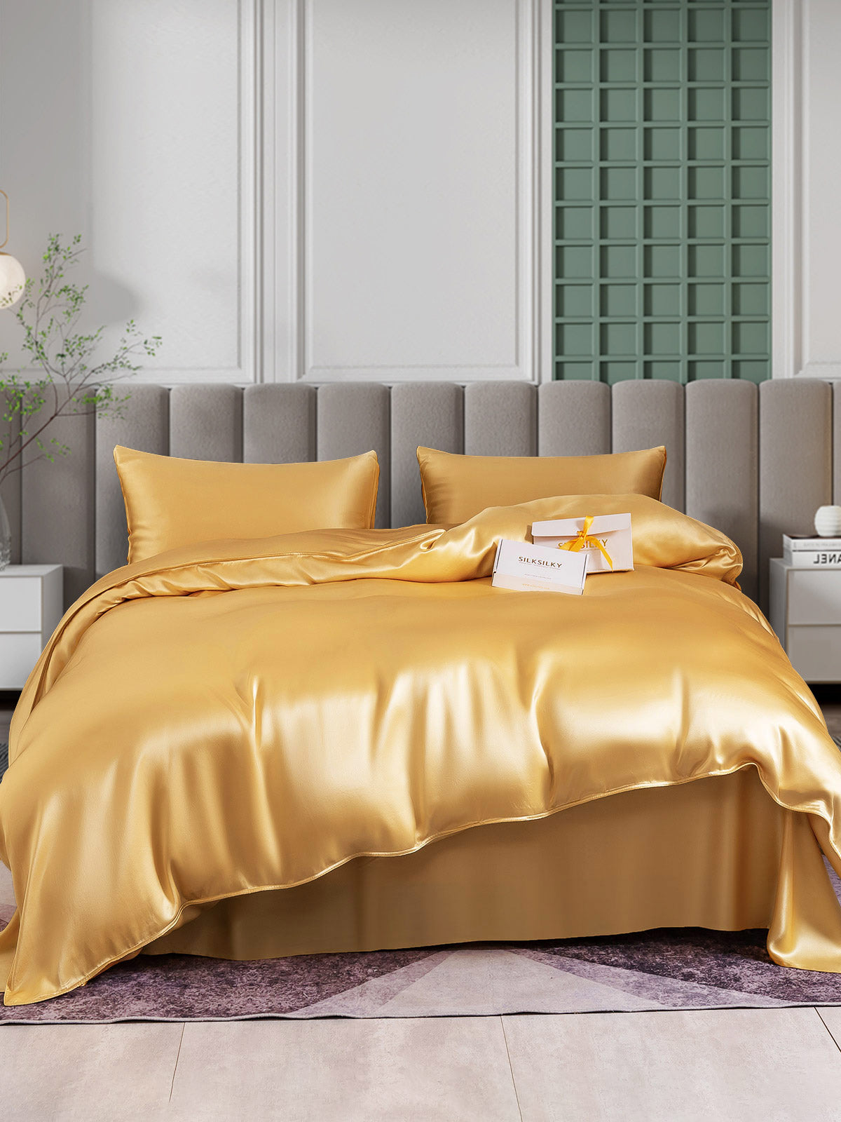 SilkSilky US 25Momme Pure Silk Bedding Set Champagne 002