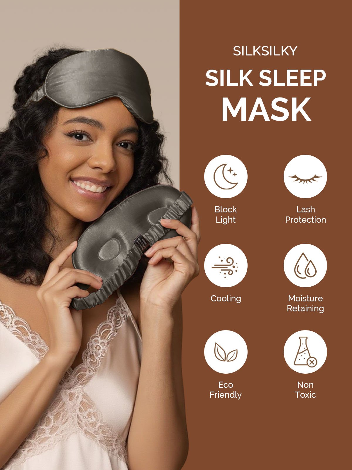 [DarkGray] SilkSilky 22Momme Pure Silk Eye Mask 003