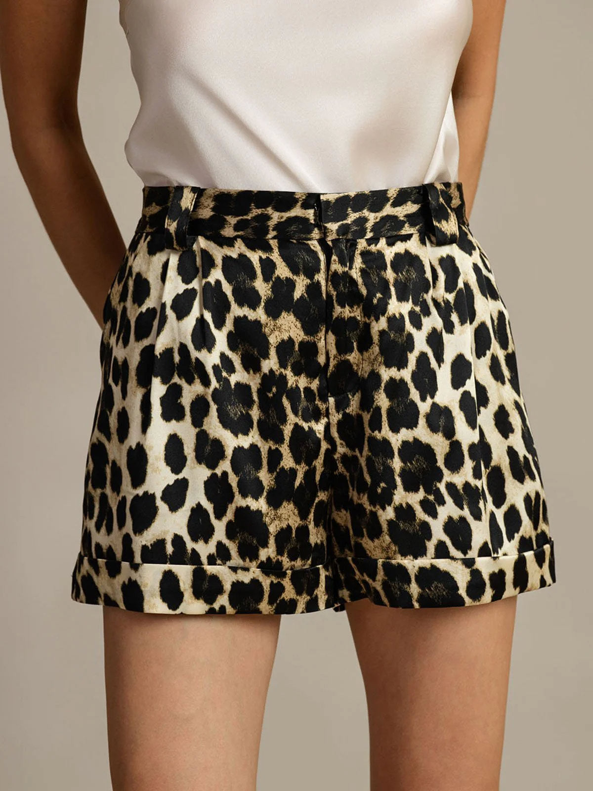 [Leopard] SilkSilky  19Momme Silk Womens Shorts 002