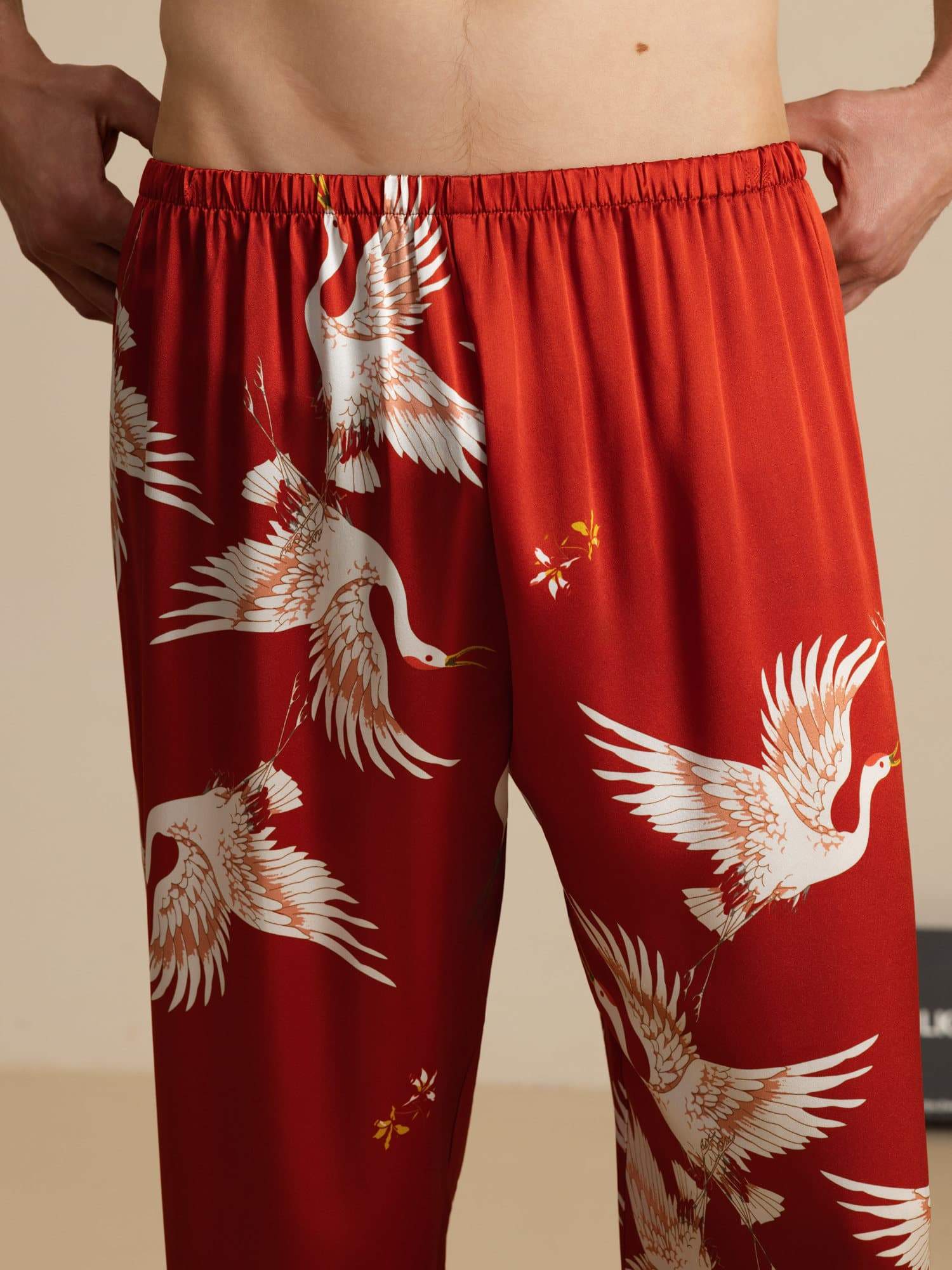 [Wine] SilkSilky 19Momme Mens Sleep Bottoms 004