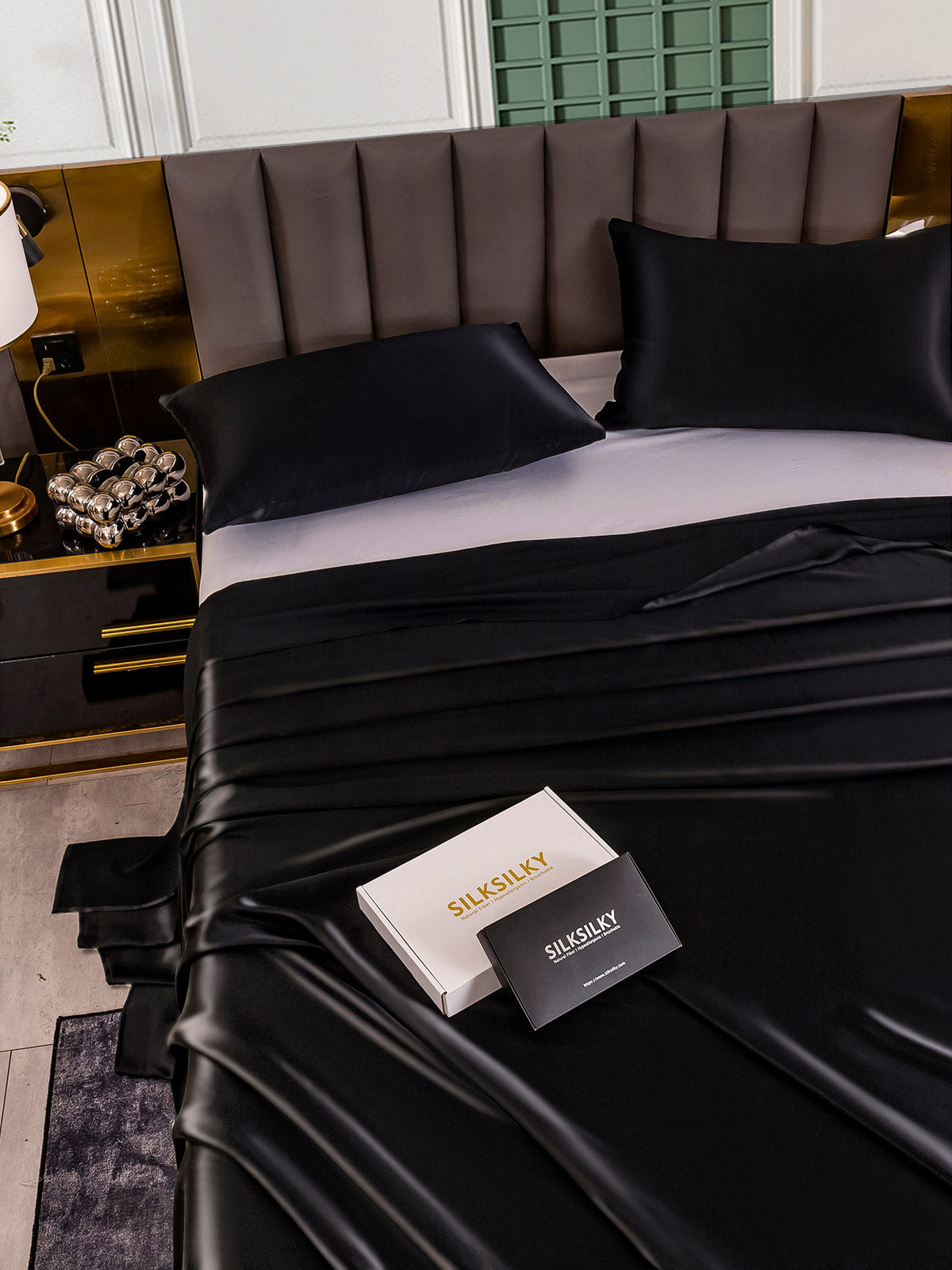[Black] SilkSilky  25Momme Pure Silk Bedding Set 005