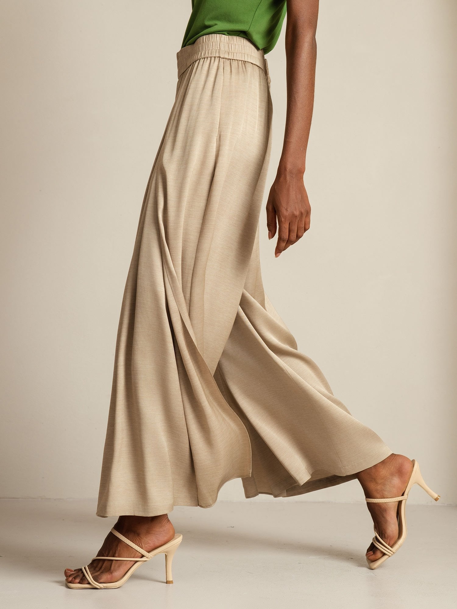[Tan] SilkSilky 19Momme Silk Womens Pants 007