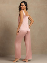 [Peach Skin] SilkSilky  19Momme Machine-Washable Silk Sleeveless Scoop Neck Women's Pajamas 002